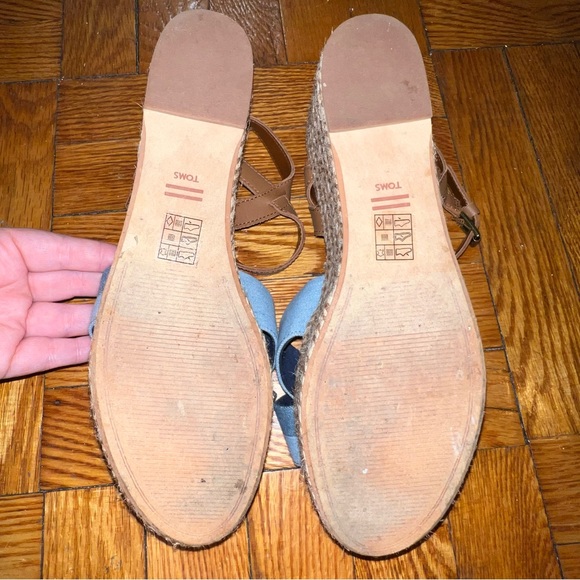 Toms Womens Willow Suede Strappy Wedge Sandals Denim - Picture 8 of 9